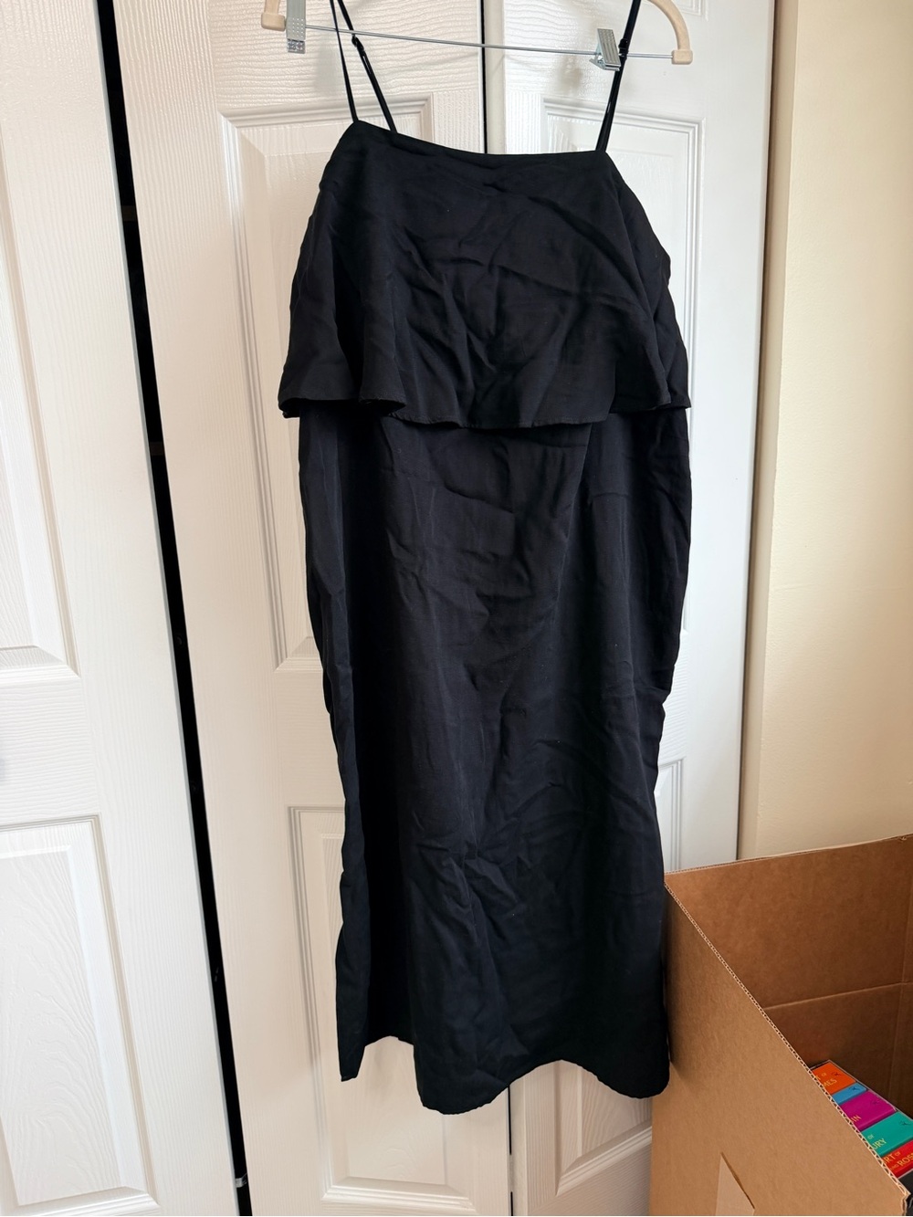 NWT Anthropologie Black Linen Blend Ruffle Midi Dress Women’s Plus Size 16W